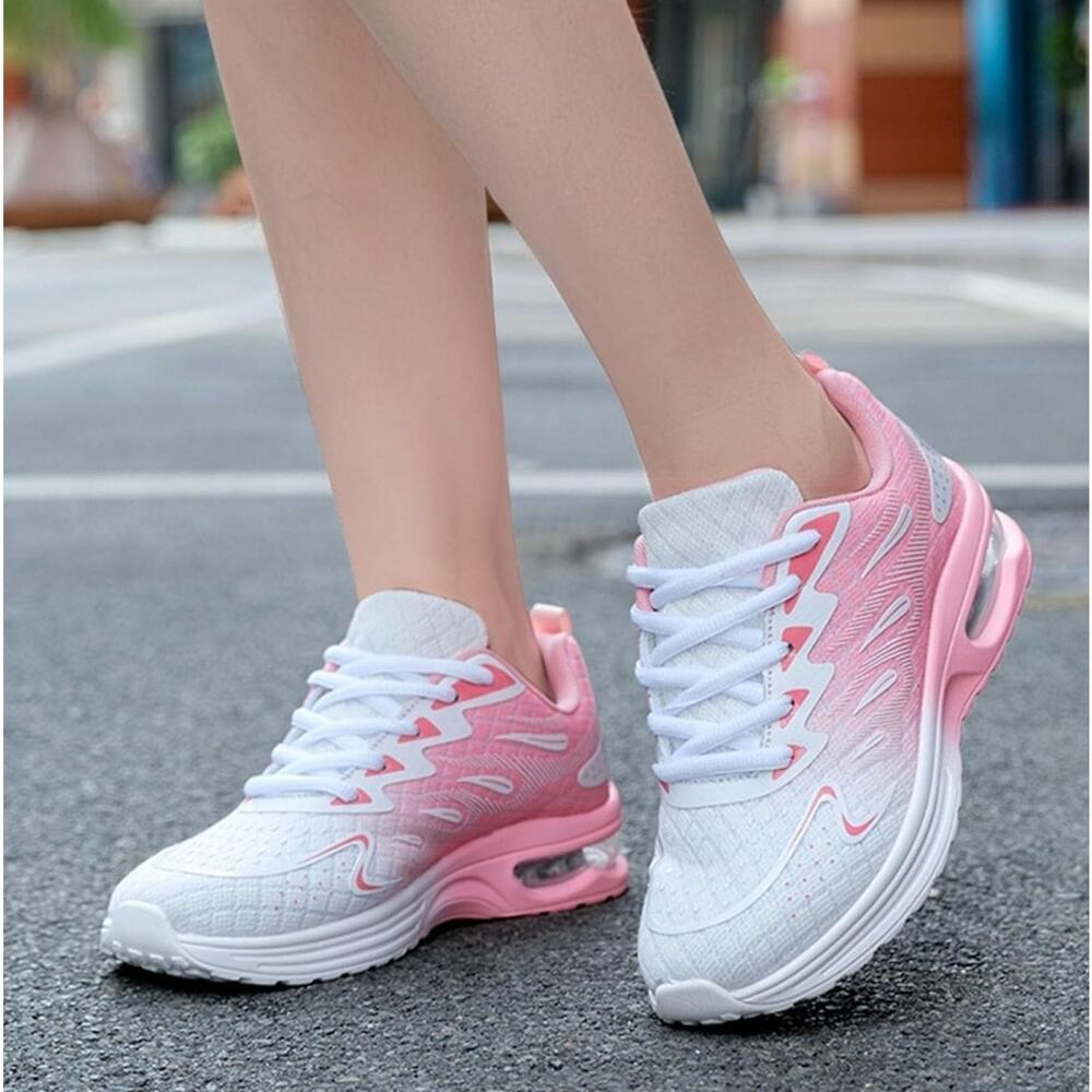 Jeurot Women Fashion Lace-Up Casual Fashion Sneaker Shoes Ombre Pink/White  7.5